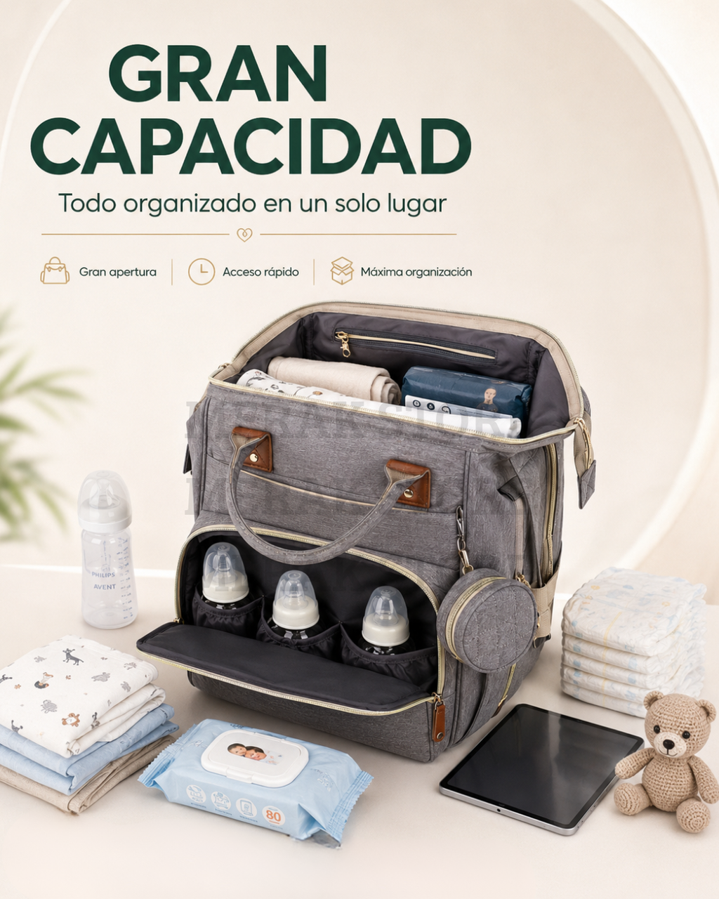 Bolso Pañalera Multiusos Con Cuna Portátil