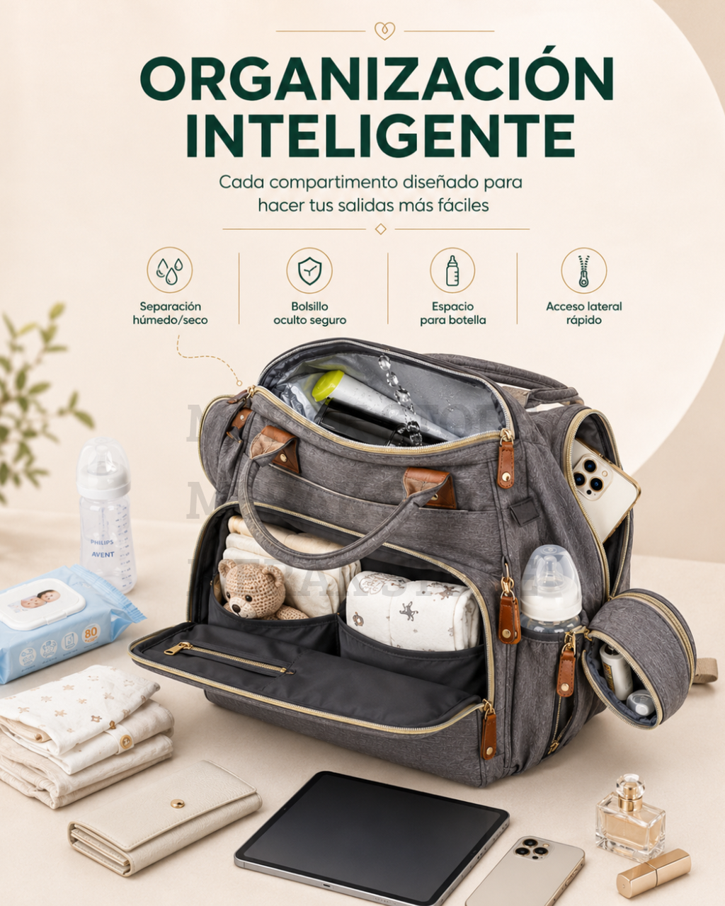 Bolso Pañalera Multiusos Con Cuna Portátil
