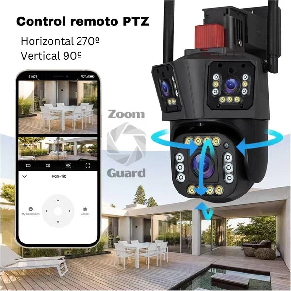 Cámara WiFi Triple Lente 360° con Alarma Inteligente