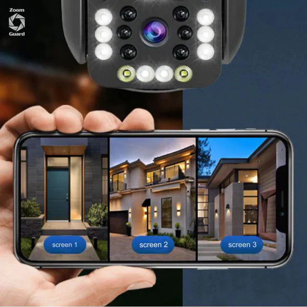 Cámara WiFi Triple Lente 360° con Alarma Inteligente