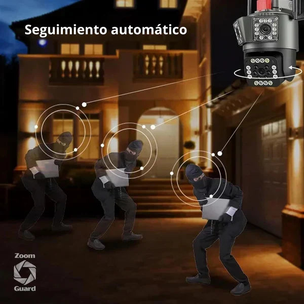 Cámara WiFi Triple Lente 360° con Alarma Inteligente